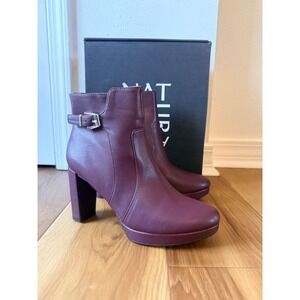 Naturalizer Braxton Cabernet Ankle Boots Platform Block Heel Burgundy Size 8 M
